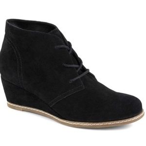 Bjorndal Rachel Wedge Heel Chukka Booties Sz 10 Lace Up Black Suede